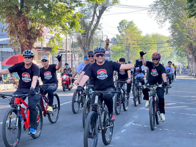 Polres Lumajang Gelar Gowes, Ribuan Pesepeda Sambut Hari Bhayangkara ke - 80
